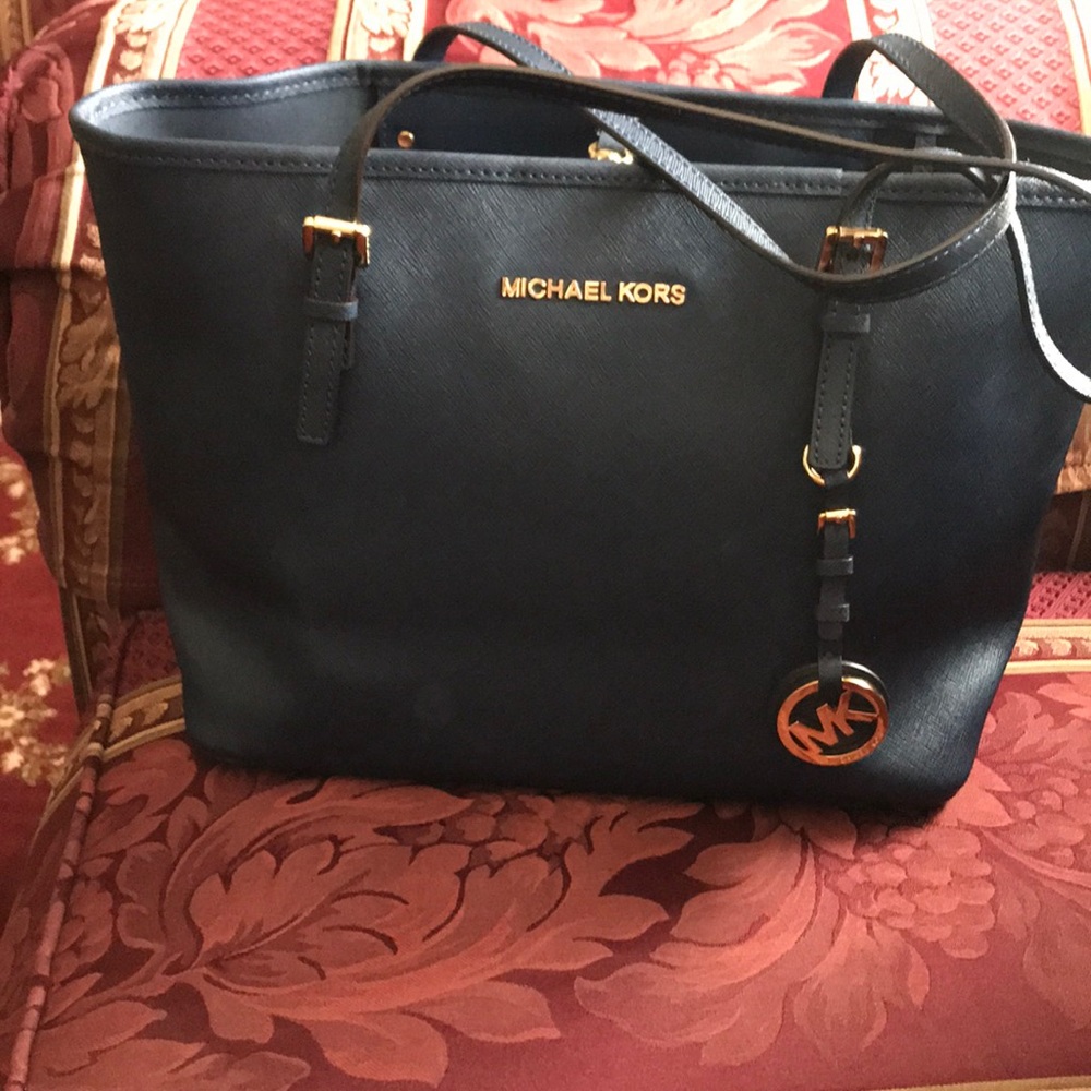 Michael Kors navy leather bag